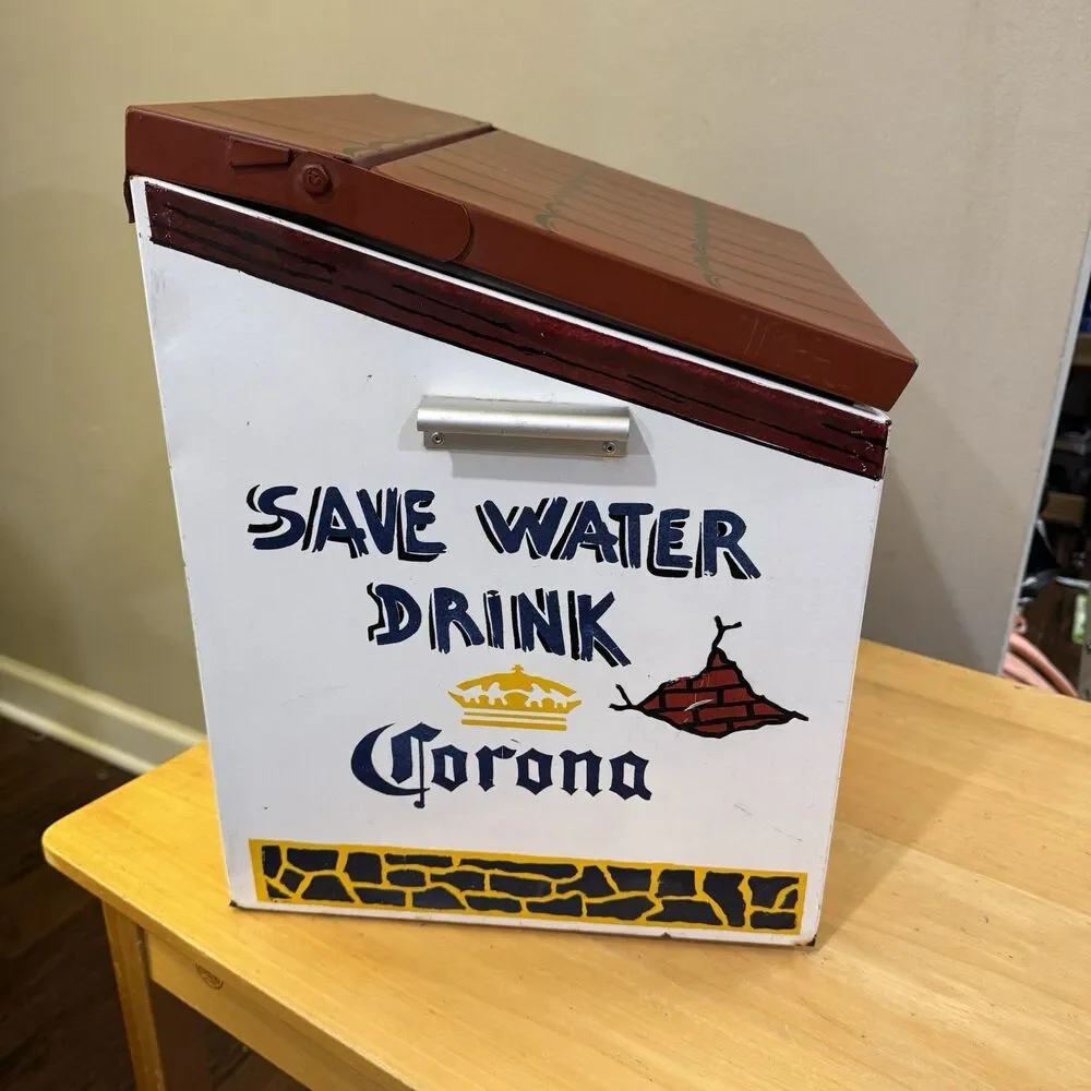 Vintage Corona Extra Cantina Metal Ice Chest Cooler Save Water Drink Corona Rare